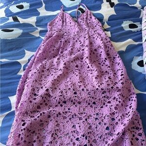 Astr Lavender Crochet Lace Maxi Dress